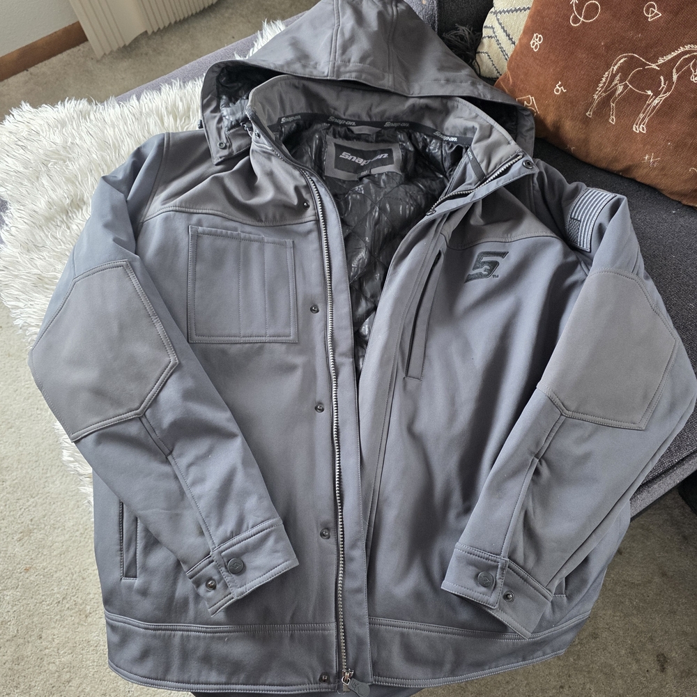 Men's Gray Softshell Snap-On Jacket - image 1
